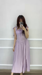 SV 6701 - Livia Ribbon Dress | Silvervogue | Gaun Katun Poliester Midi Pakaian Kasual Wanita