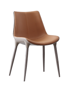 Nordic Style Genuine Leather Dining Chair Luxury Designer Chair with Armrests Simple Modern Casual Backrest Chair for Home Use