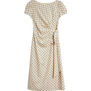 INMAN | Polka Dot Belted Waist Slimming Maxi Dress