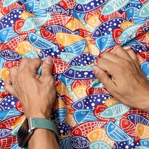 ผ้าคอตต้อน 100% ลายปลาสีสันสไตล์ญี่ปุ่น 65 นิ้ว ผ้าเมตร ผ้าหลา ผ้าคอตต้อน ลายปลาสีสันสไตล์ 65 นิ้ว ผ้าเมตร ผ้าหลา