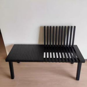 Folding Solid Wood Long Bench with Backrest