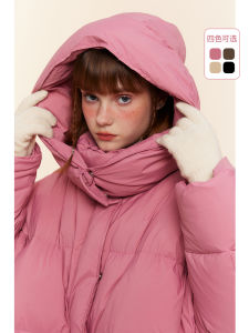 เสื้อแจ็คเก็ตขนเป็ดสั้น TAKEANAP สำหรับผู้หญิง ฤดูหนาว ขนเป็ดสีขาว แจ็คเก็ตแบบมีฮู้ด อบอุ่น ขนาดเล็ก เสื้อคลุมกันหนาว ผ้าไนลอน แขนยาว ปกติ