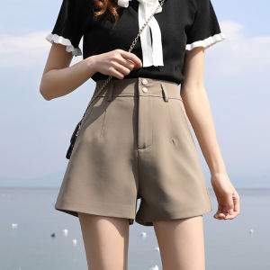 High Waist Wide Leg Short Pants Womens Spring Summer Loose Casual Trousers Korean Style Commute Asymmetric Pockets