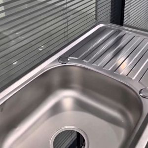 304Wastafel Pencuci Piring 1 Lubang Dapur Minimalis Wastafel Stainless Steel/Wastafel Tunggal Perak