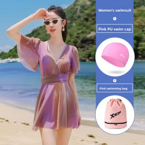 XTEP | Tummy Conceal Slimming Small Bust Gather Swimwear