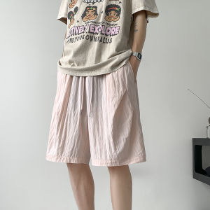 Ice Silk Mens Shorts Summer Thin Sport Quick Dry Five-Quarter Casual Mid-Length Loose Fit Youth Fashion Breathable Cool Feeling