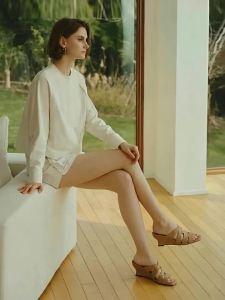 JESSICA SOPHIA | Weaving Roman Sandals Fish Mouth Small Heel Sheepskin Height Increasing