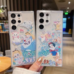 ทรายดูดเรืองแสงน่ารักการ์ตูนสโนว์ไวท์เจ้าหญิง S25Ultra เคสสำหรับซัมซุงกันกระแทก S23Ultra S22Ultra Note20ultra Note10Plus S24Ultra S25Plus S23Plus S22Plus S24Plus เจ้าหญิงอลิซเคสโทรศัพท์สำหรับ S24FE S23FE S21FE S20FE