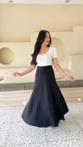 Rok Audy Skirt Korean Loose Maxi Skirt Rok Wanita Anti Kusut Polyester Rok Flare Wanita Basic Polos Maxi Skirt Rok Panjang