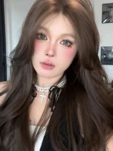 [Exclusive to Xiaodai] [Wu Lekvar] Hand-Woven Big Lace Medium Cold Brown Big Wave Full-Head Wig Wig