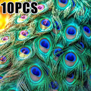 10Pcs Natural Peacock Feathers for Crafts Vases Green Eyes Feather DIY Jewelry Decoration Party Carnaval Decor