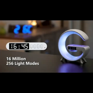 RICHMENT Bluetooth Speaker 4-in-1 Wireless Charger Wireless Atmosphere Lamp Portable Speaker Multifunctional RGB Night Light Alarm Clock & Charging Station App Control