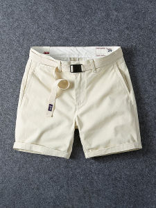 กางเกงขาสั้นทรงตรงผ้าฝ้ายแท้สำหรับผู้ชายในช่วงฤดูร้อน กางเกงขายาวทรงหลวมสบาย ๆ สไตล์ญี่ปุ่น กางเกงขายาวลำลองสำหรับใส่ทำงาน