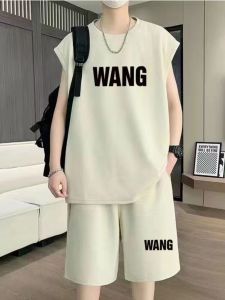 Áo Thun Tay Ngắn Nam Mùa Hè Mỏng Năm Điểm Quần Rộng Rãi Quần Short Thể Thao Thường Ngày Bộ Đồ Hai Mảnh