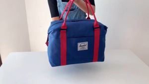 ACE🖤Adjustable Pull Rod Canvas Travel Bag Korean Fashion Duffel Bag Large Capacity Travel Yoga Gym Luggage Weekender Stylish Hand Carry Bag Beg Travel Tahan Lasak2023122503