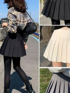 กระโปรงทรงเอทรงเข้ารูป กระโปรงสั้นฤดูใบไม้ผลิและฤดูร้อน สไตล์ JK คอตตอนผสมโพลีเอสเตอร์ สีพื้น เอวยางยืด ปิดด้วยซิปและกระดุม