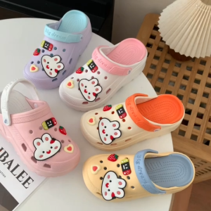 PTAL🍒 รองเท้าหัวโต สีพาสเทลทูโทน+แถมตัวติด รองเท้าแตะแบบสวมสไตล์เกาหลี พื้นนิ่ม ทรงสวย ใส่สบาย🍒H13A