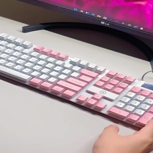 Gaming Keyboard Mechanical K500 Feel Pink Mekanikal Kayboard Eksternal Gamer Kabel Lucu Purple Girl Cute LED Backlight Lampu Esports Gaming