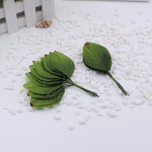 Hot Sale (12pcs/bunch) Green Leaves Artificial Flower For Wedding Decoration DIY Garland Rose Leaf Foliage Craft Fake Flowers