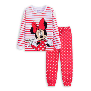 BLOKEES | Girls Cotton Pajama Set LongSleeve Cartoon Princess Print Kids Sleepwear Tops+Pants Toddler Girl Home Clothing Autumn Nightwear