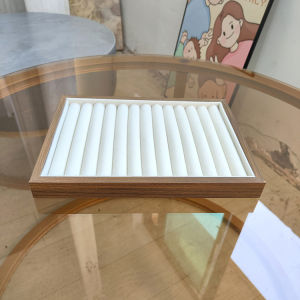 Medium Size Walnut Texture Beige Velvet Ring Bracelet Necklace Display Tray Jewelry Box Selling Display Plate