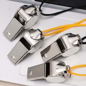 Multipurpose Portable Extra Loud Metal Sports Whistles with Rope for Soccer Football Basketball Coach Training Stainless Distress Supplies