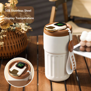 450ml Smart Thermos Bottle Digital LED Display Temperature Coffee Cup Stainless Steel Vacuum Cup Business Portable Thermal Mug
