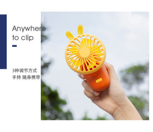 Mini Fan Table Fan With Clip 90 Degree Rotating FUSB Portable Fan Rabbit Ear Kipas Comel Meja Kipas Mini