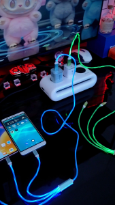 ZHIKE 3in1 Glowing Charger for Android Type C Mirco USB iOS Fast Charging Date Cable Light Up LED Cellphone 120Watts with USB A USB C 180W Adaptor 280W GaN Dual Port Adapter Suitable with iPhone Realme Samsung SmartPhone Mobile phones Manila Fast Shipping