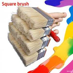 Square Wooden Handle White Pig Mane Brush Tool For Decoration Painting Latex Coating Cleaning Barbecue Baking Painting