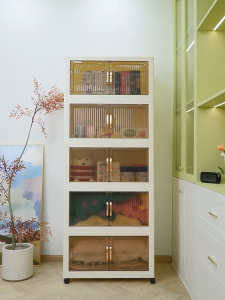 Salvo ตู้เก็บของพับได้ กว้าง 50/60/70/80 ซม. วัสดุ PP หนา ตู้เก็บของพลาสติก ตู้เอนกประสงค์ กันฝุ่น โปร่งใส ตู้เก็บของ พื้นที่กว้าง มีล้อด้านล่ กล่องเก็บของในครัวเรือน ใหญ่มีล้อเลื่อน