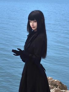 Váy Dài Màu Đen Kiểu Pháp Cổ Gothic Dành Cho Nữ Thu Đông Mới Về Váy Midi Cạp Cao Chất Liệu Polyester Dài Tay Thường