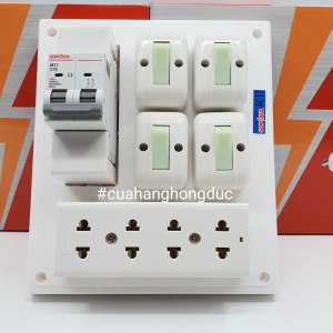 Bảng Điện 4 Công Tắc 4 Lỗ Cắm MCB 32A 4CT1 SOPOKA