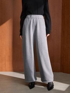 MY TENO | กางเกงขายาวทรงหลวมเอวยางยืดสีเทา ทรงลำลอง ทรงสปอร์ต แฟชั่น ฤดูใบไม้ผลิและฤดูใบไม้ร่วง สำหรับผู้หญิง แบรนด์ MY TENO