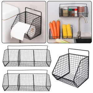 Wall Mounted Storage Rack Kitchen Hanging Storage Basket Onion Ginger Garlic Condiments Spice Kitchen Shelf Punch-Free Drain Basket