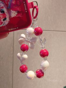 Colorful Beads Heart Butterfly Knot Bracelet Womens Style Mobile Phone Strap Handmade Wristlet Accessory Durable Cord