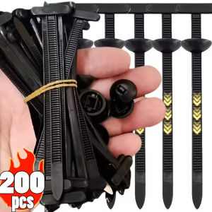 200pcs Auto Fastener Screw Nylon Cable Ties / Buckle Self-Locking Push Mount Car Secure Straps Pin and Button Zip Ties Holder / Wire Management Secure / Auto Cable Tie Retainer