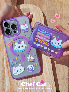 Sad Shop Cat Dessert Artist Magnetic Phone Case Full Cover Drop Protection for  15Promax 14 Original 13 Cute Cartoon Protective Shell