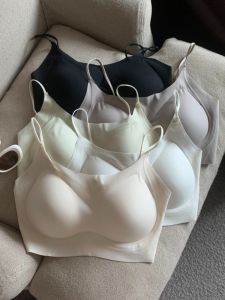 New Ice Silk Jelly Nude Feel Anti Slip Thin Strap Womens Bralette Comfortable Backless Summer Trendy Vest Top Bodycon Fit