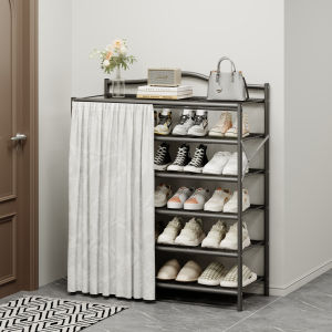 Folding Multi-layered Shoe Rack with Curtain