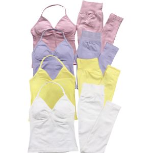 New Color New Fitness Girl Long Neck Halter Vest Hip Lift Fitness Pants Breathable Set Sportswear 2-piece Set