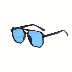 Stylish Blue Lenses WomenS Fashion Glasses - Black Frame Polycarbonate Lenses Perfect for Fashion-Forward Looks