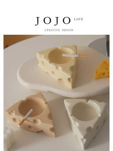Creative Ceramic Cheese Ashtray Decorative Ornament JOJOS L. PD round Fashionable Smoke Ash Holder JTY254 Milk Cream Style