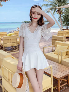 RunDo Fashion Slimming Womens One-Piece Swimsuit Short Sleeve Thermal Spring Beach Ocean Casual Swimwear Backless Design