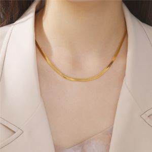 Dây chuyền titan nữ kiểu sợi mì dẹp trơn mềm mại sáng màu không đen gỉ