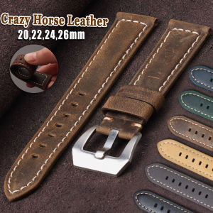 20mm 22mm 24mm 26mm Calfskin Leather Strap for Panerai for Omega Crazy Horse Watch Band Sport Bracelet Universal Men Women Wrist