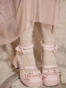 รองเท้าส้นสูงพื้นหนาสไตล์เดรสโลลิต้าหวานๆ สำหรับผู้หญิง รองเท้าส้นเดี่ยว รองเท้าส้นแบน พื้นยาง ฤดูใบไม้ผลิ 2025 รองเท้าส้นแบน PU