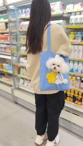 CRAZYCAT Tote Kanvas Kucing Pet Canvas Tote Bag Beg 可爱帆布外出包