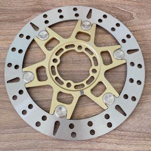 Đĩa trước Moto 3 265mm nút inox siêu sáng 4 lỗ thông dụng màu vàng nhạt
