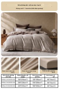 Mercury | Bộ Chăn Ga Gối Bốn Món Cotton Sateen Sợi Dài 100s
